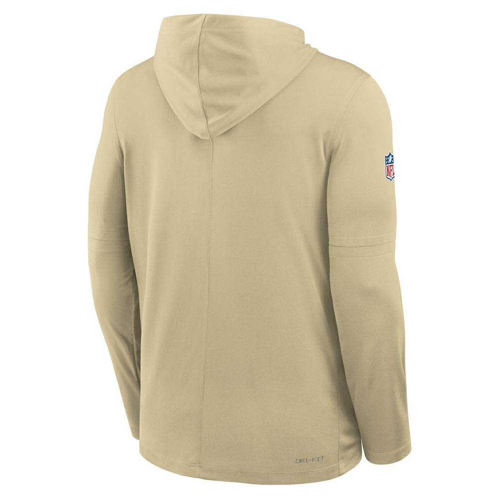 Nike New Orleans Saints Sideline Pass Accuracy Dri-FIT Long Sleeve Hoodie T-Shirt Gold