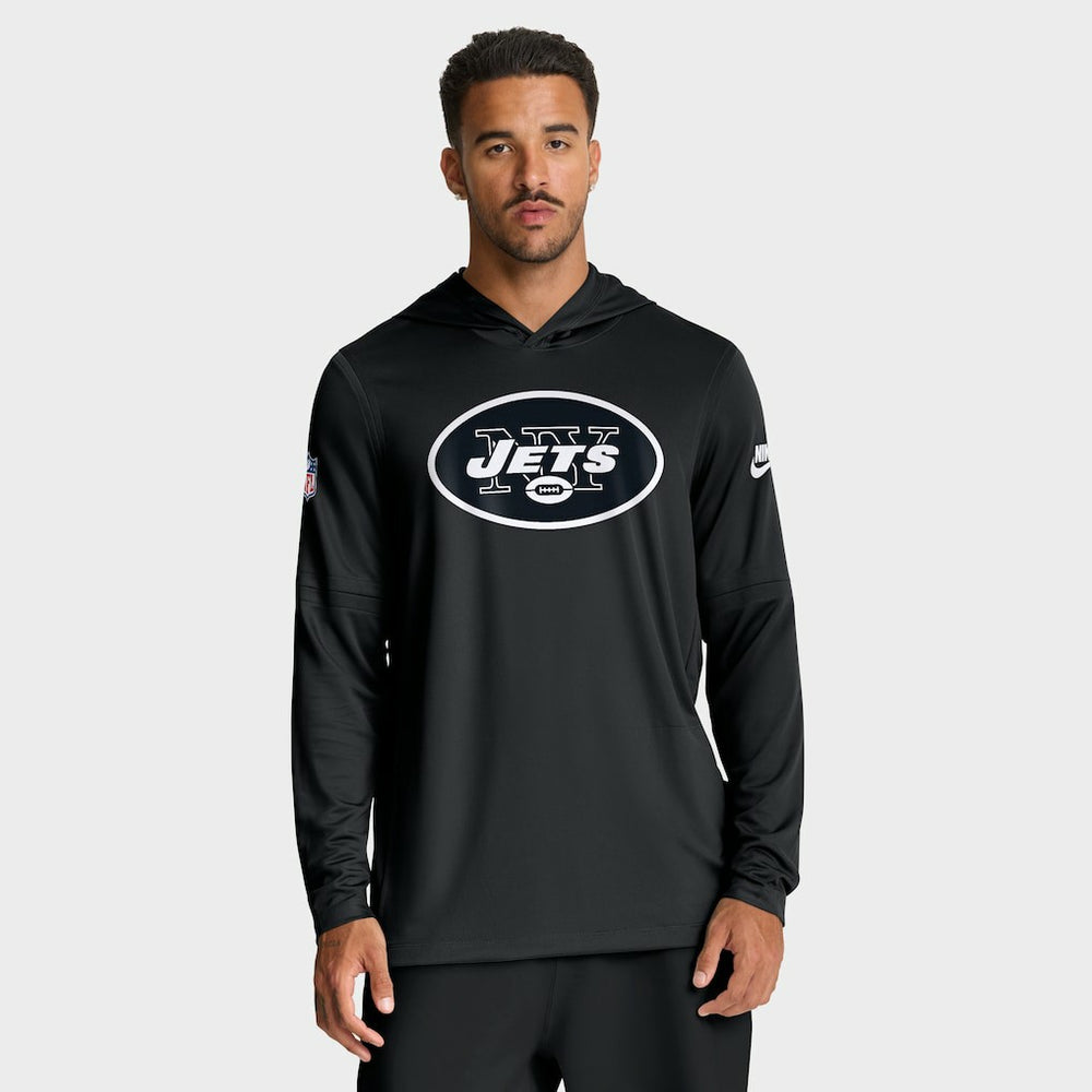 Nike New York Jets Sideline Pass Accuracy Dri-FIT Long Sleeve Hoodie T-Shirt Black