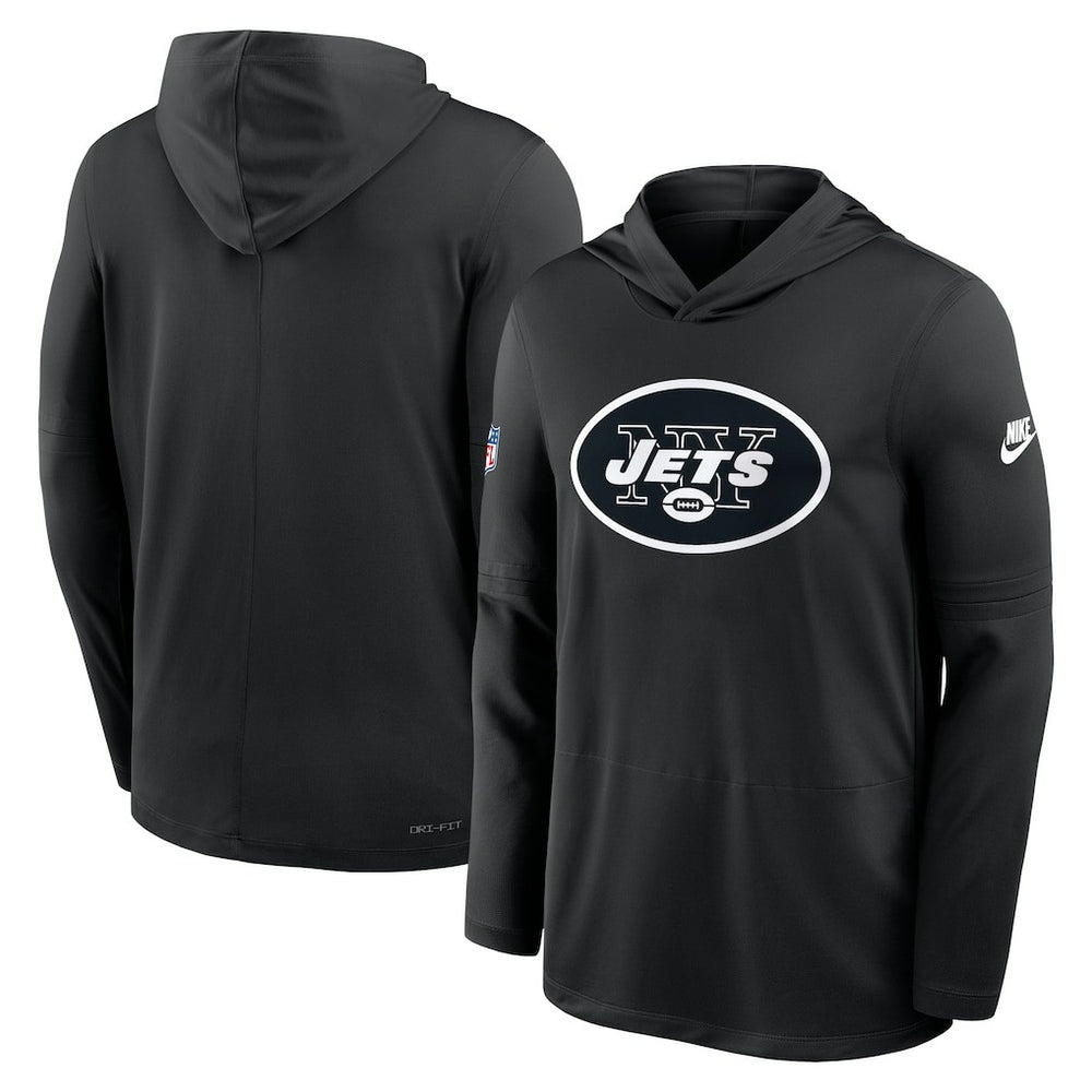 Nike New York Jets Sideline Pass Accuracy Dri-FIT Long Sleeve Hoodie T-Shirt Black