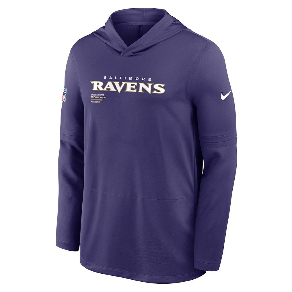 Nike Baltimore Ravens Sideline Pure Fury Performance Long Sleeve Hoodie T-Shirt Purple