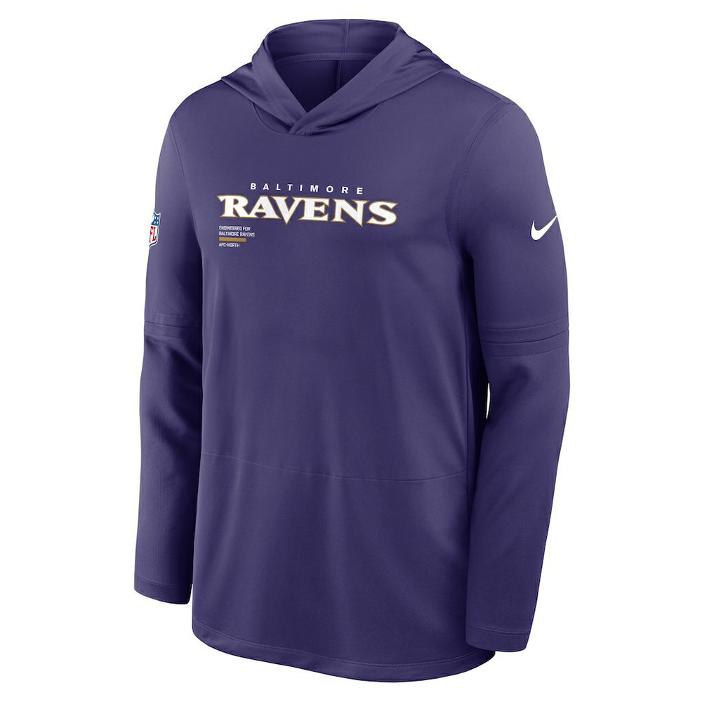 Nike Baltimore Ravens Sideline Pure Fury Performance Long Sleeve Hoodie T-Shirt Purple