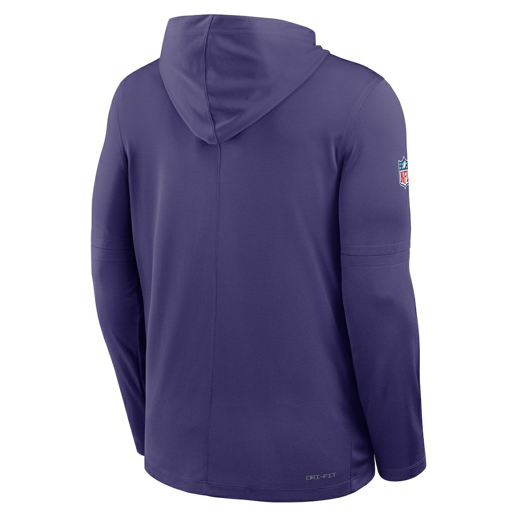 Nike Baltimore Ravens Sideline Pure Fury Performance Long Sleeve Hoodie T-Shirt Purple