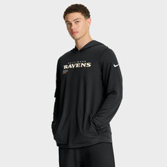 Nike Baltimore Ravens Sideline Pure Fury Performance Long Sleeve Hoodie T-Shirt Black
