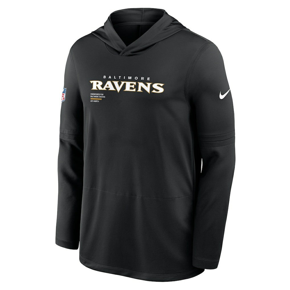 Nike Baltimore Ravens Sideline Pure Fury Performance Long Sleeve Hoodie T-Shirt Black