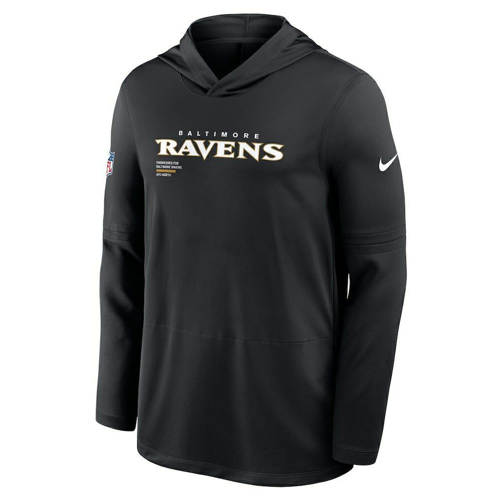 Nike Baltimore Ravens Sideline Pure Fury Performance Long Sleeve Hoodie T-Shirt Black