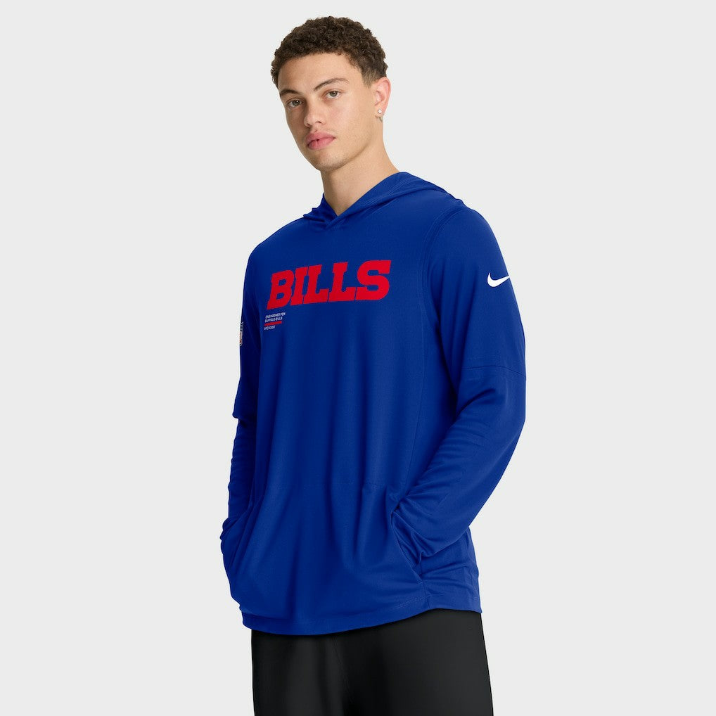 Nike Buffalo Bills Sideline Pure Fury Performance Long Sleeve Hoodie T-Shirt Royal