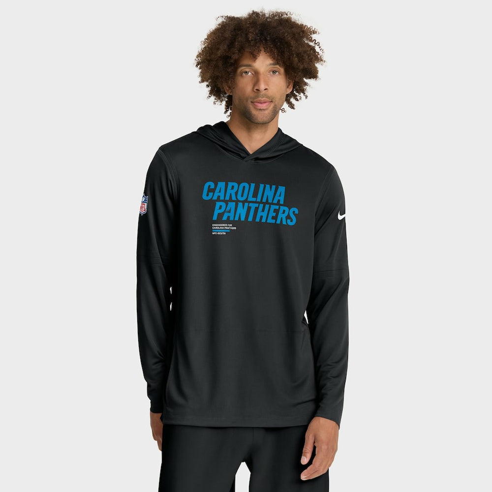 Nike Carolina Panthers Sideline Pure Fury Performance Long Sleeve Hoodie T-Shirt Black