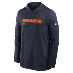 Nike Chicago Bears Sideline Pure Fury Performance Long Sleeve Hoodie T-Shirt Navy