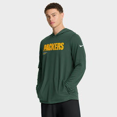 Nike Green Bay Packers Sideline Pure Fury Performance Long Sleeve Hoodie T-Shirt Green