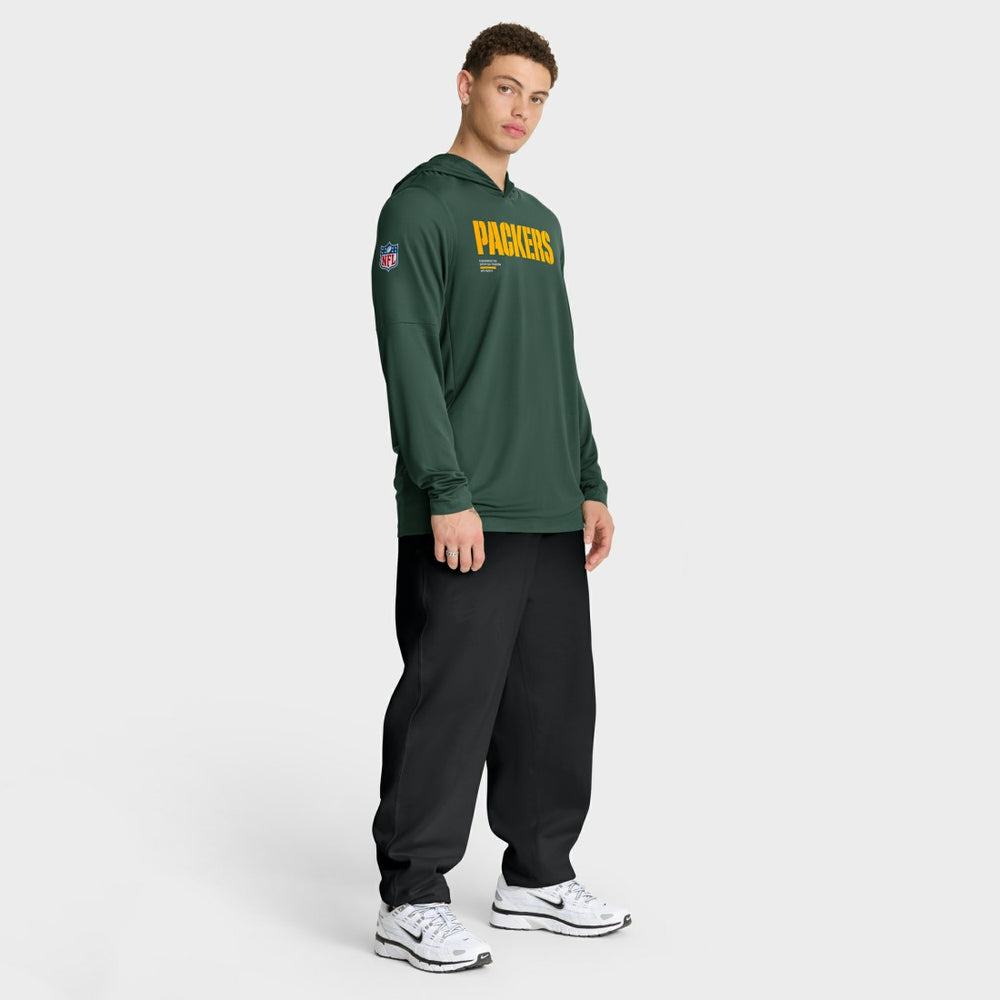 Nike Green Bay Packers Sideline Pure Fury Performance Long Sleeve Hoodie T-Shirt Green