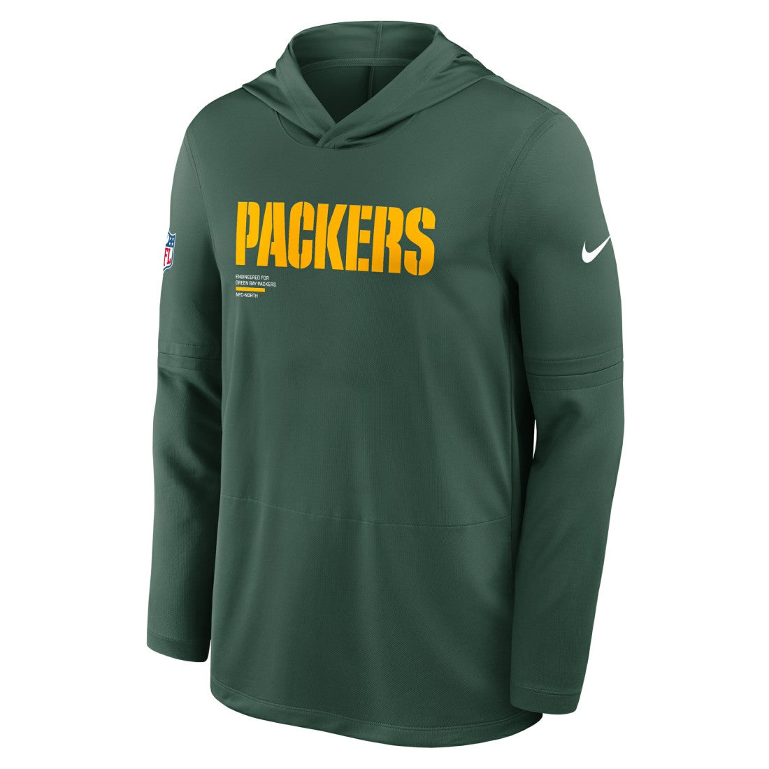 Nike Green Bay Packers Sideline Pure Fury Performance Long Sleeve Hoodie T-Shirt Green