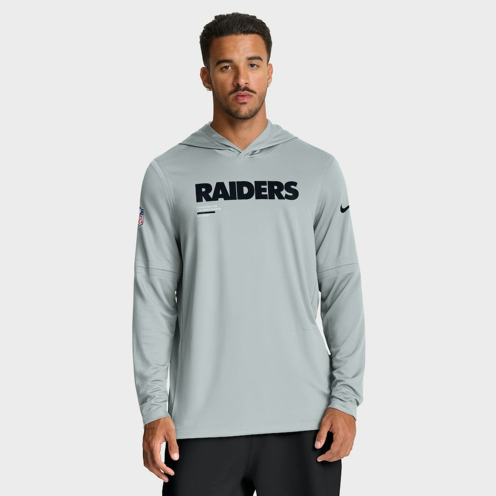 Nike Las Vegas Raiders Sideline Pure Fury Performance Long Sleeve Hoodie T-Shirt Silver