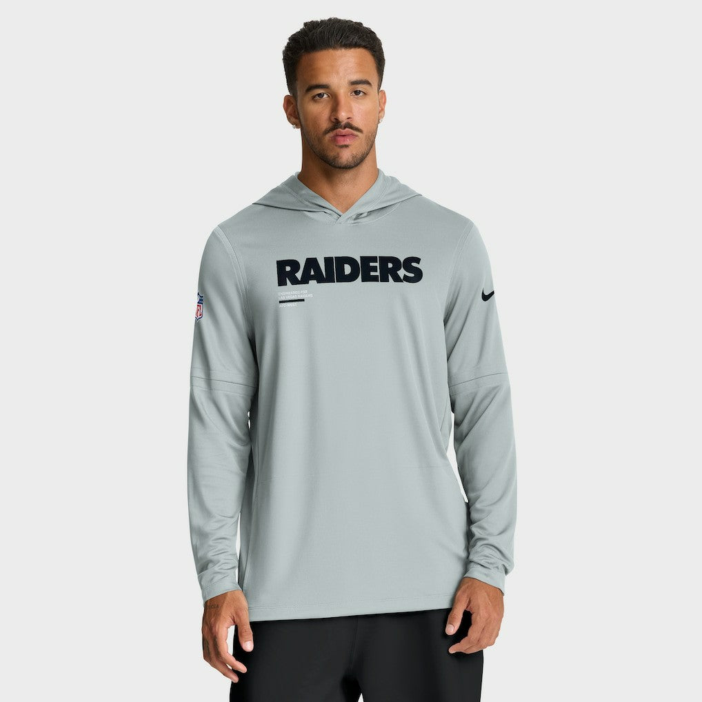 Nike Las Vegas Raiders Sideline Pure Fury Performance Long Sleeve Hoodie T-Shirt Silver