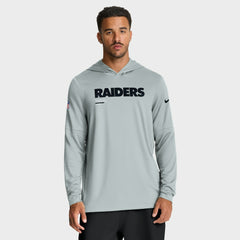 Nike Las Vegas Raiders Sideline Pure Fury Performance Long Sleeve Hoodie T-Shirt Silver