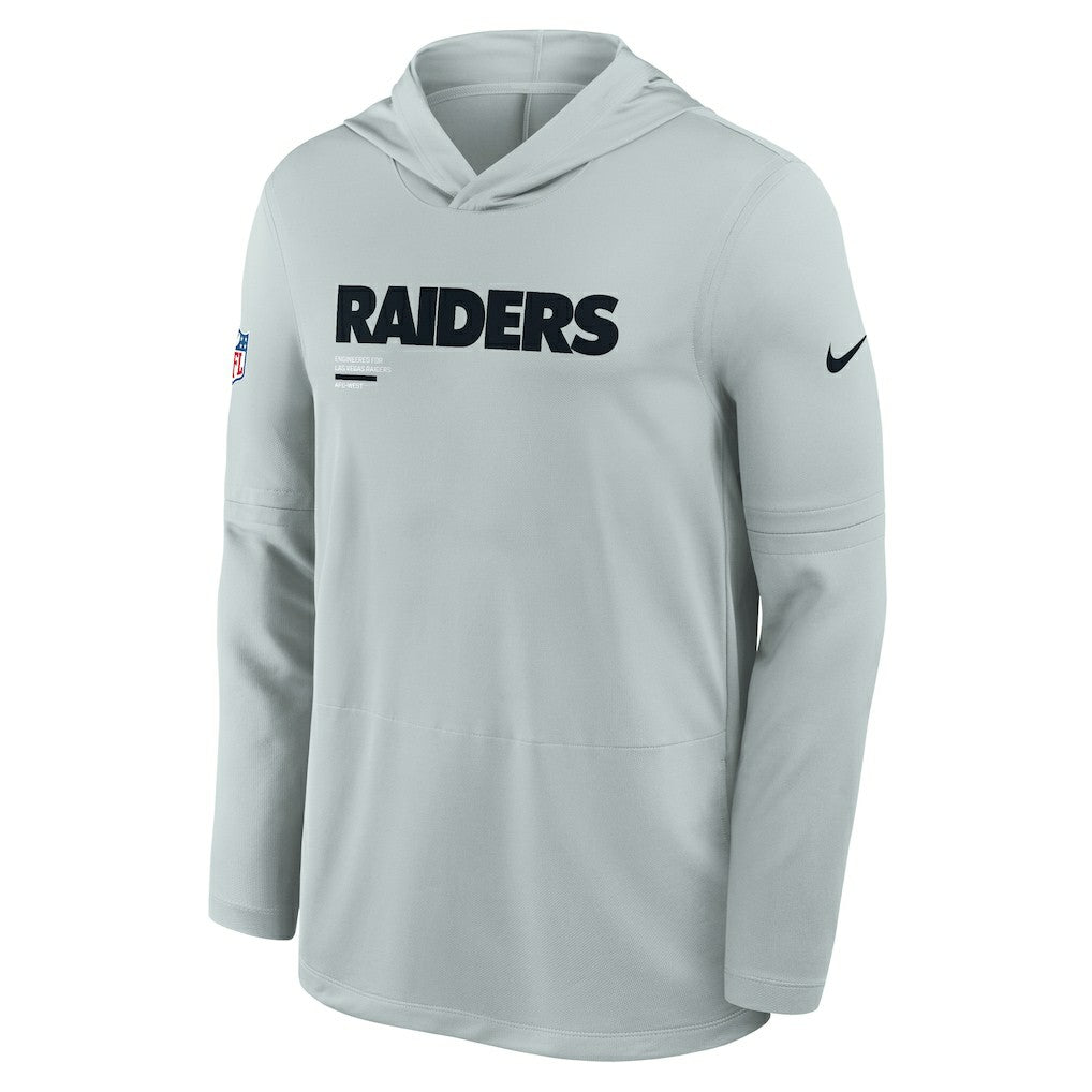 Nike Las Vegas Raiders Sideline Pure Fury Performance Long Sleeve Hoodie T-Shirt Silver