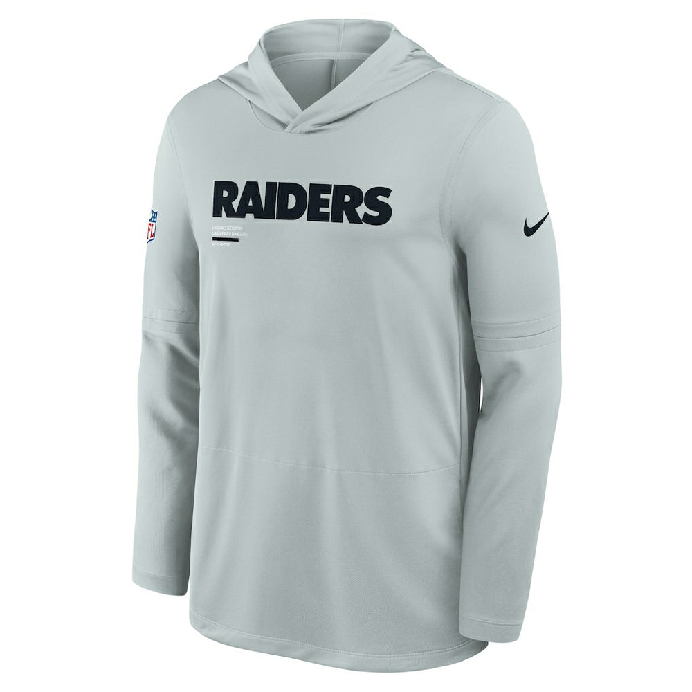 Nike Las Vegas Raiders Sideline Pure Fury Performance Long Sleeve Hoodie T-Shirt Silver