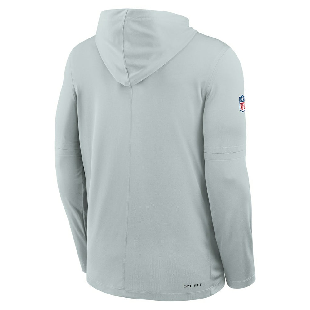 Nike Las Vegas Raiders Sideline Pure Fury Performance Long Sleeve Hoodie T-Shirt Silver