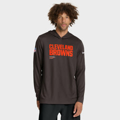 Nike Cleveland Browns Sideline Pure Fury Performance Long Sleeve Hoodie T-Shirt Brown
