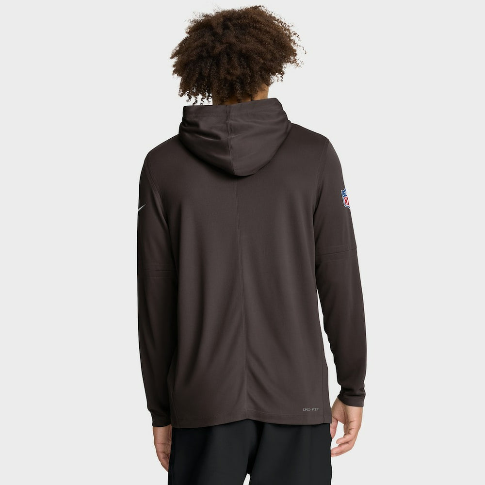 Nike Cleveland Browns Sideline Pure Fury Performance Long Sleeve Hoodie T-Shirt Brown