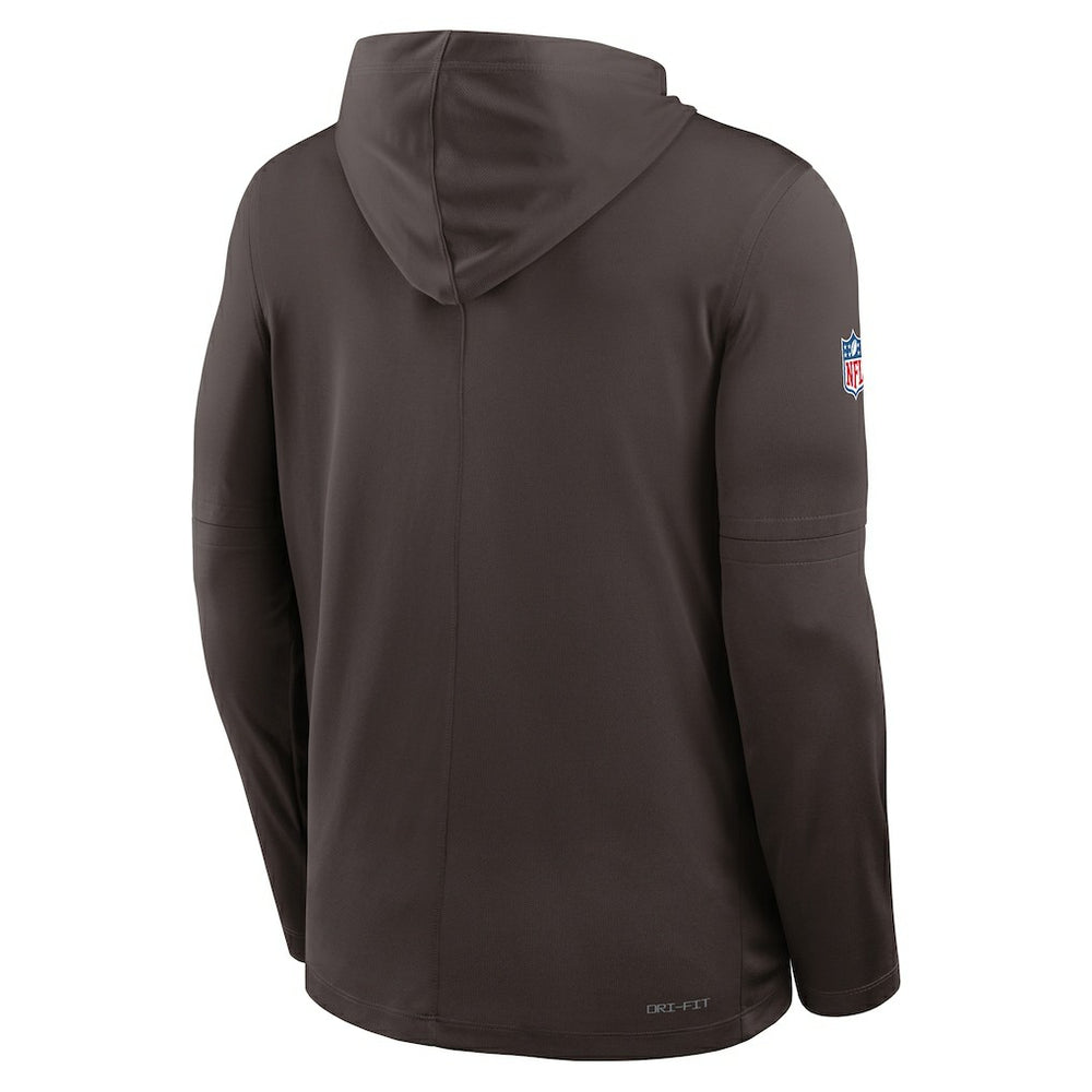 Nike Cleveland Browns Sideline Pure Fury Performance Long Sleeve Hoodie T-Shirt Brown