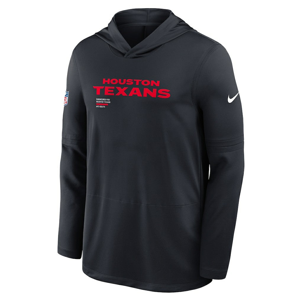 Nike Houston Texans Sideline Pure Fury Performance Long Sleeve Hoodie T-Shirt Navy