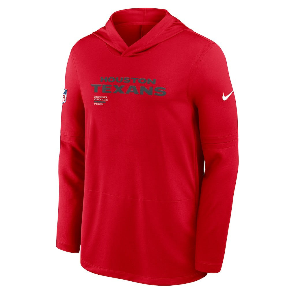Nike Houston Texans Sideline Pure Fury Performance Long Sleeve Hoodie T-Shirt Red