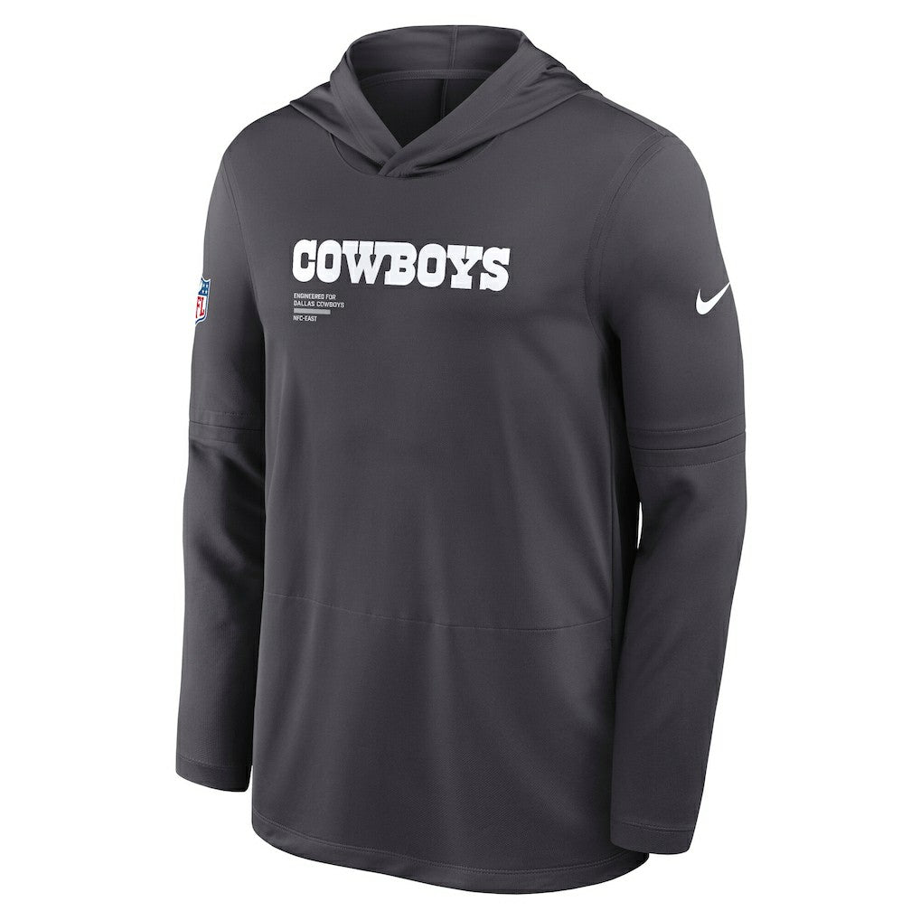 Nike Dallas Cowboys Sideline Pure Fury Performance Long Sleeve Hoodie T-Shirt Anthracite