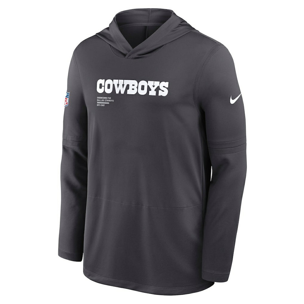 Nike Dallas Cowboys Sideline Pure Fury Performance Long Sleeve Hoodie T-Shirt Anthracite