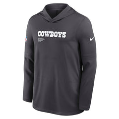 Nike Dallas Cowboys Sideline Pure Fury Performance Long Sleeve Hoodie T-Shirt Anthracite