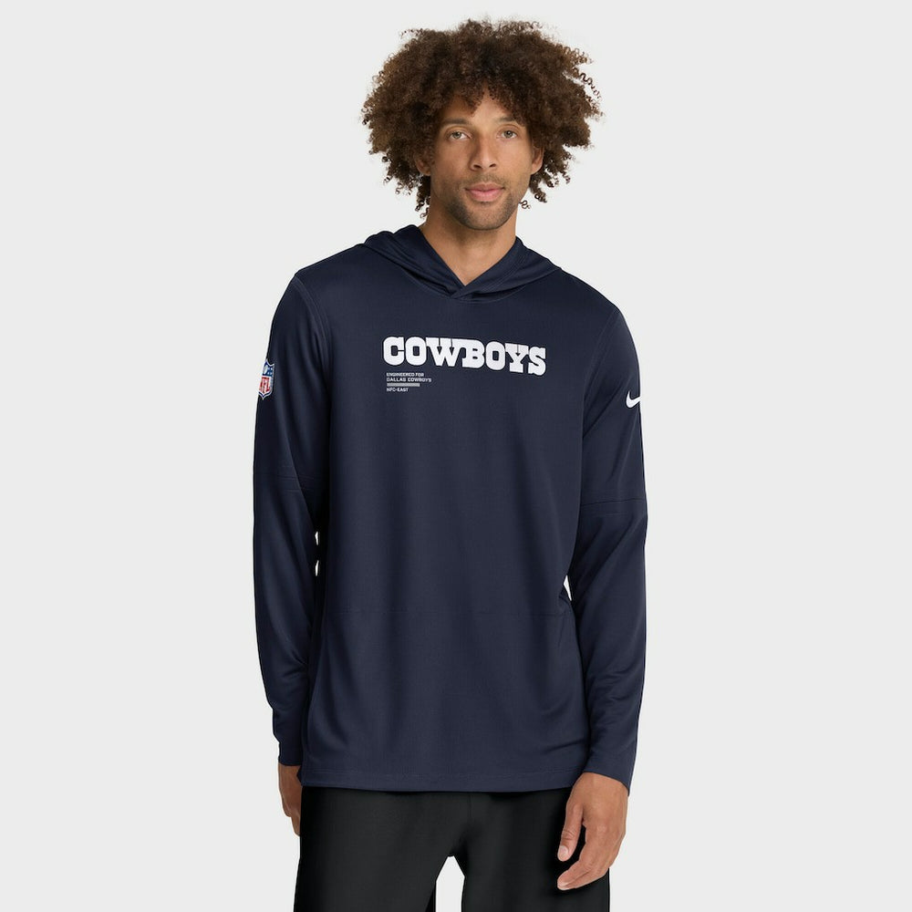 Nike Dallas Cowboys Sideline Pure Fury Performance Long Sleeve Hoodie T-Shirt Navy
