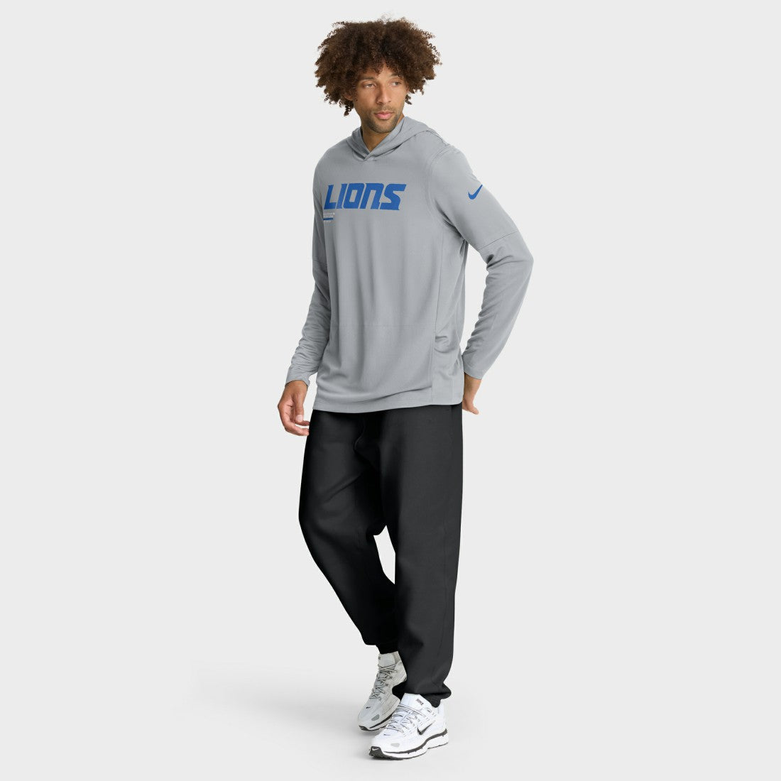 Nike Detroit Lions Sideline Pure Fury Performance Long Sleeve Hoodie T-Shirt Gray