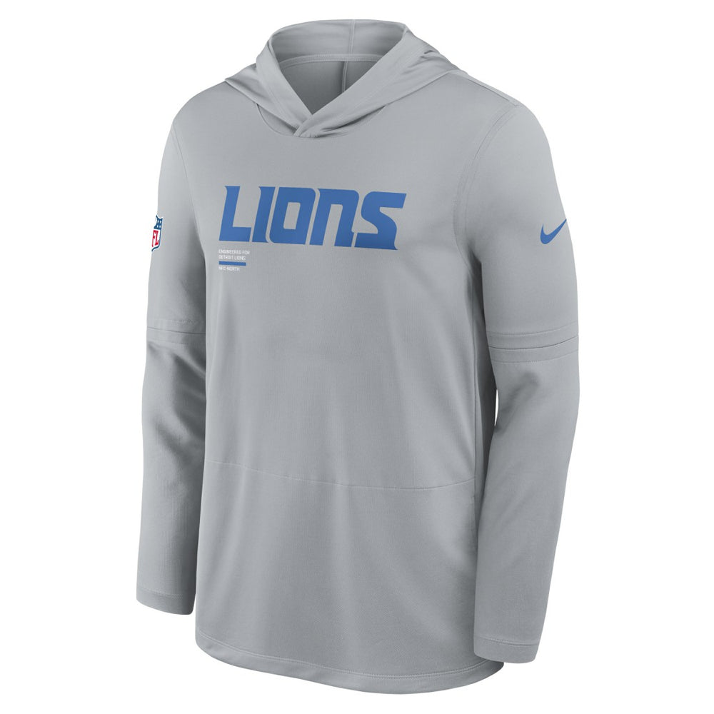 Nike Detroit Lions Sideline Pure Fury Performance Long Sleeve Hoodie T-Shirt Gray