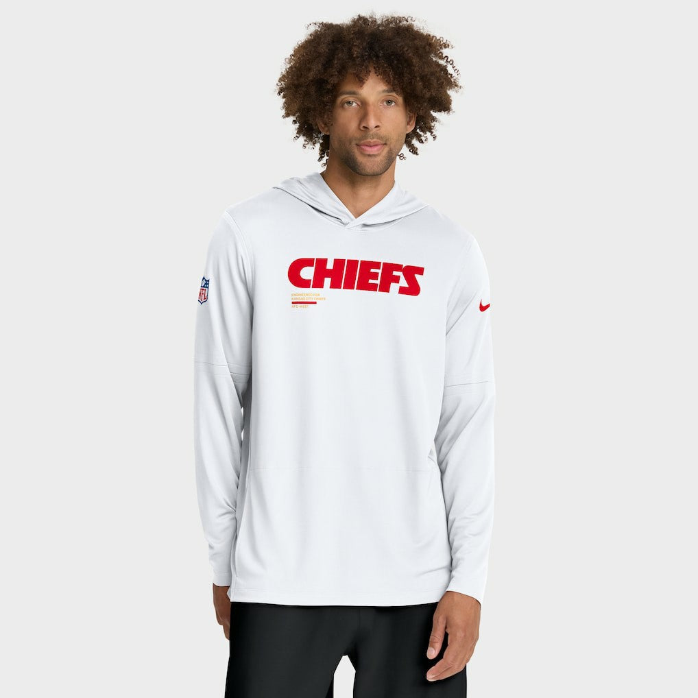 Nike Kansas City Chiefs Sideline Pure Fury Performance Long Sleeve Hoodie T-Shirt White