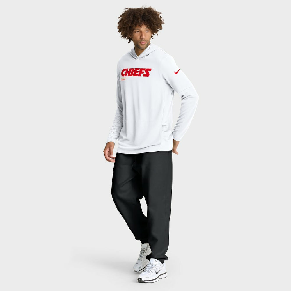 Nike Kansas City Chiefs Sideline Pure Fury Performance Long Sleeve Hoodie T-Shirt White