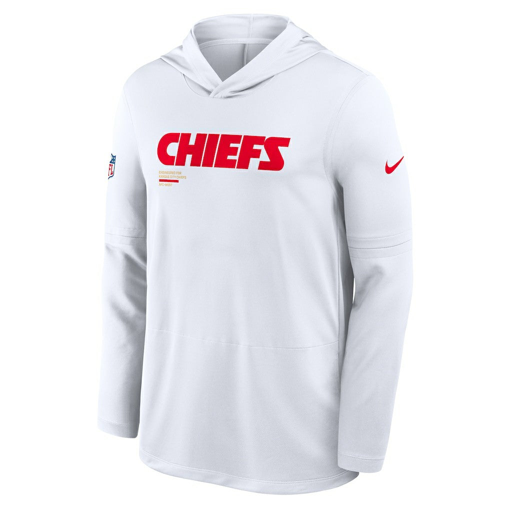 Nike Kansas City Chiefs Sideline Pure Fury Performance Long Sleeve Hoodie T-Shirt White