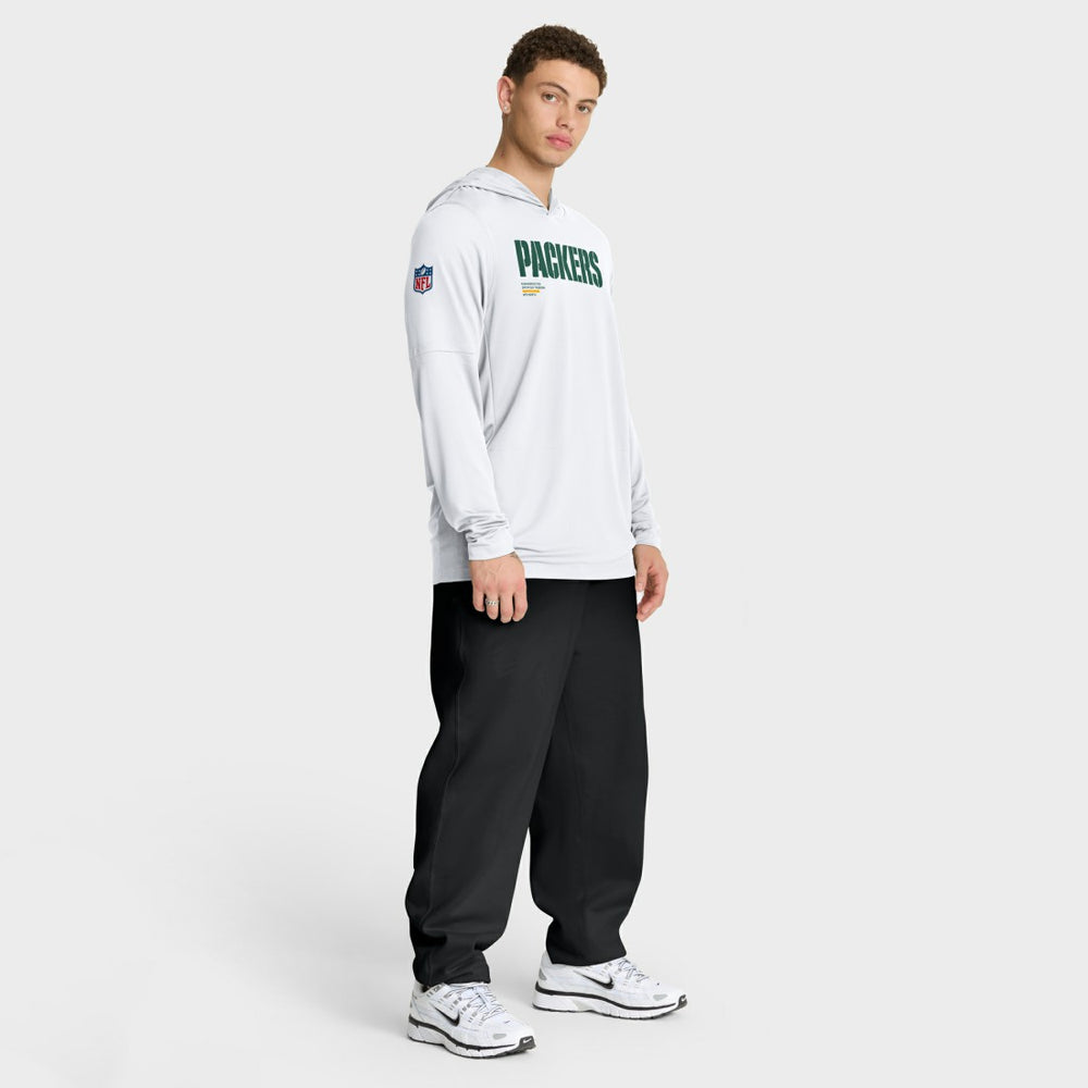 Nike Green Bay Packers Sideline Pure Fury Performance Long Sleeve Hoodie T-Shirt White