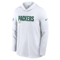 Nike Green Bay Packers Sideline Pure Fury Performance Long Sleeve Hoodie T-Shirt White