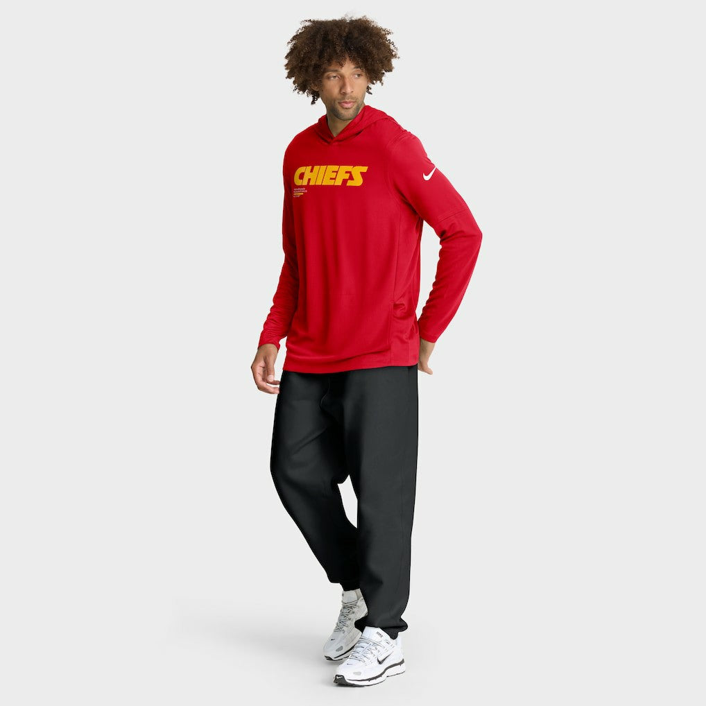 Nike Kansas City Chiefs Sideline Pure Fury Performance Long Sleeve Hoodie T-Shirt Red