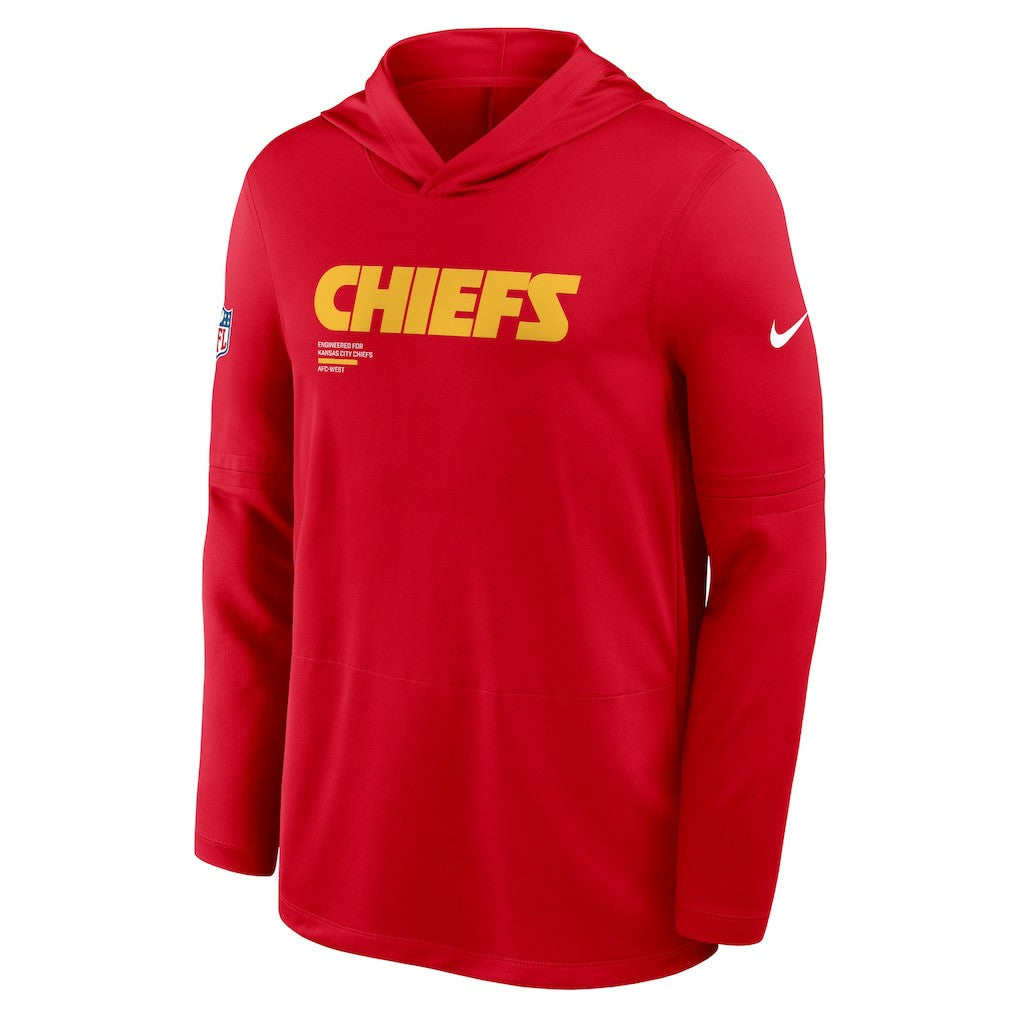 Nike Kansas City Chiefs Sideline Pure Fury Performance Long Sleeve Hoodie T-Shirt Red
