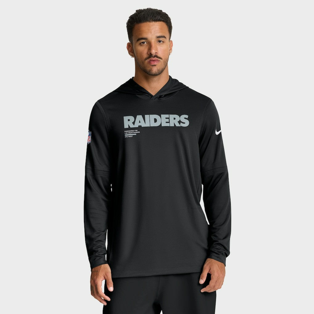 Nike Las Vegas Raiders Sideline Pure Fury Performance Long Sleeve Hoodie T-Shirt Black
