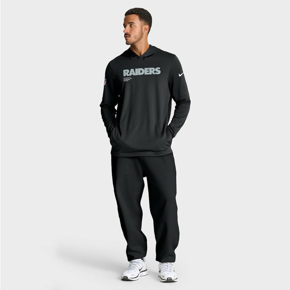 Nike Las Vegas Raiders Sideline Pure Fury Performance Long Sleeve Hoodie T-Shirt Black