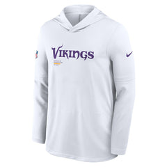 Nike Minnesota Vikings Sideline Pure Fury Performance Long Sleeve Hoodie T-Shirt White