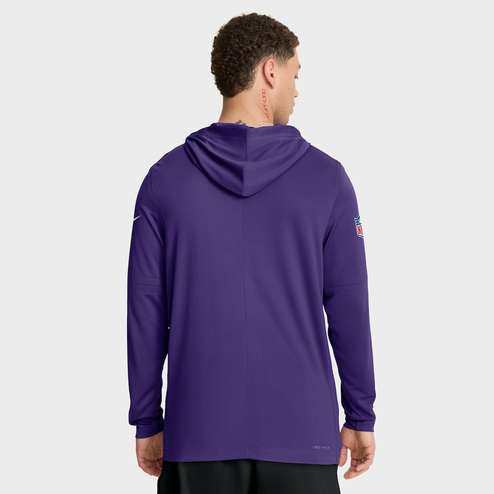Nike Minnesota Vikings Sideline Pure Fury Performance Long Sleeve Hoodie T-Shirt Purple