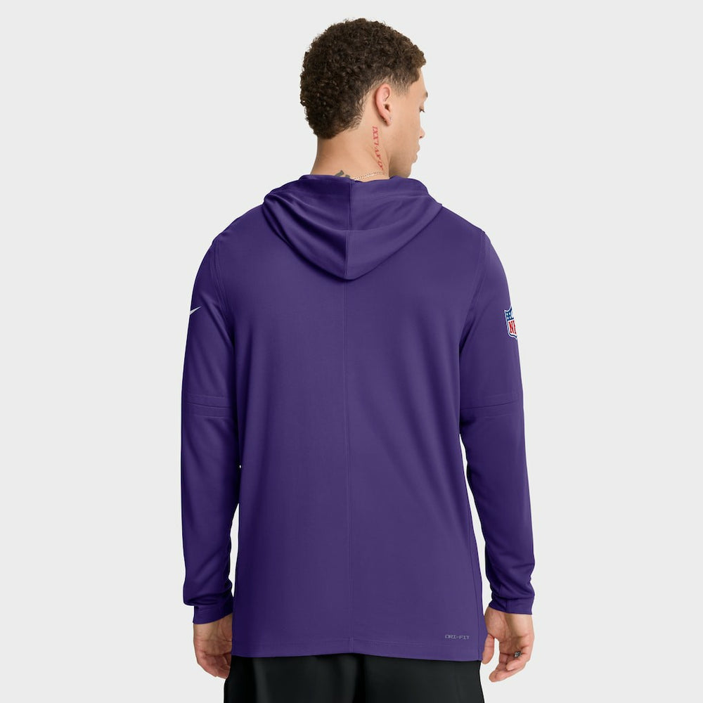 Nike Minnesota Vikings Sideline Pure Fury Performance Long Sleeve Hoodie T-Shirt Purple