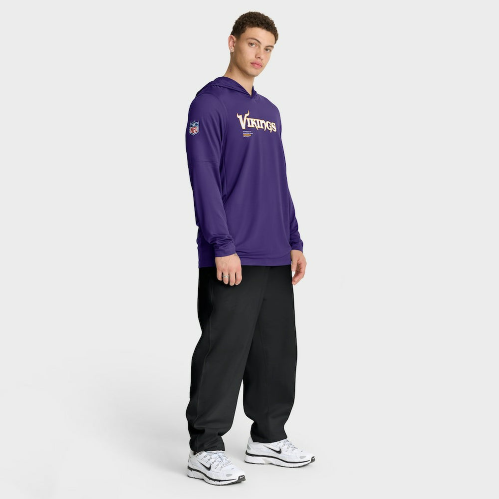 Nike Minnesota Vikings Sideline Pure Fury Performance Long Sleeve Hoodie T-Shirt Purple