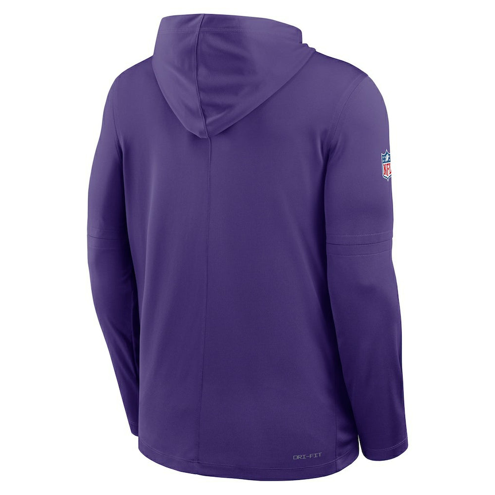 Nike Minnesota Vikings Sideline Pure Fury Performance Long Sleeve Hoodie T-Shirt Purple