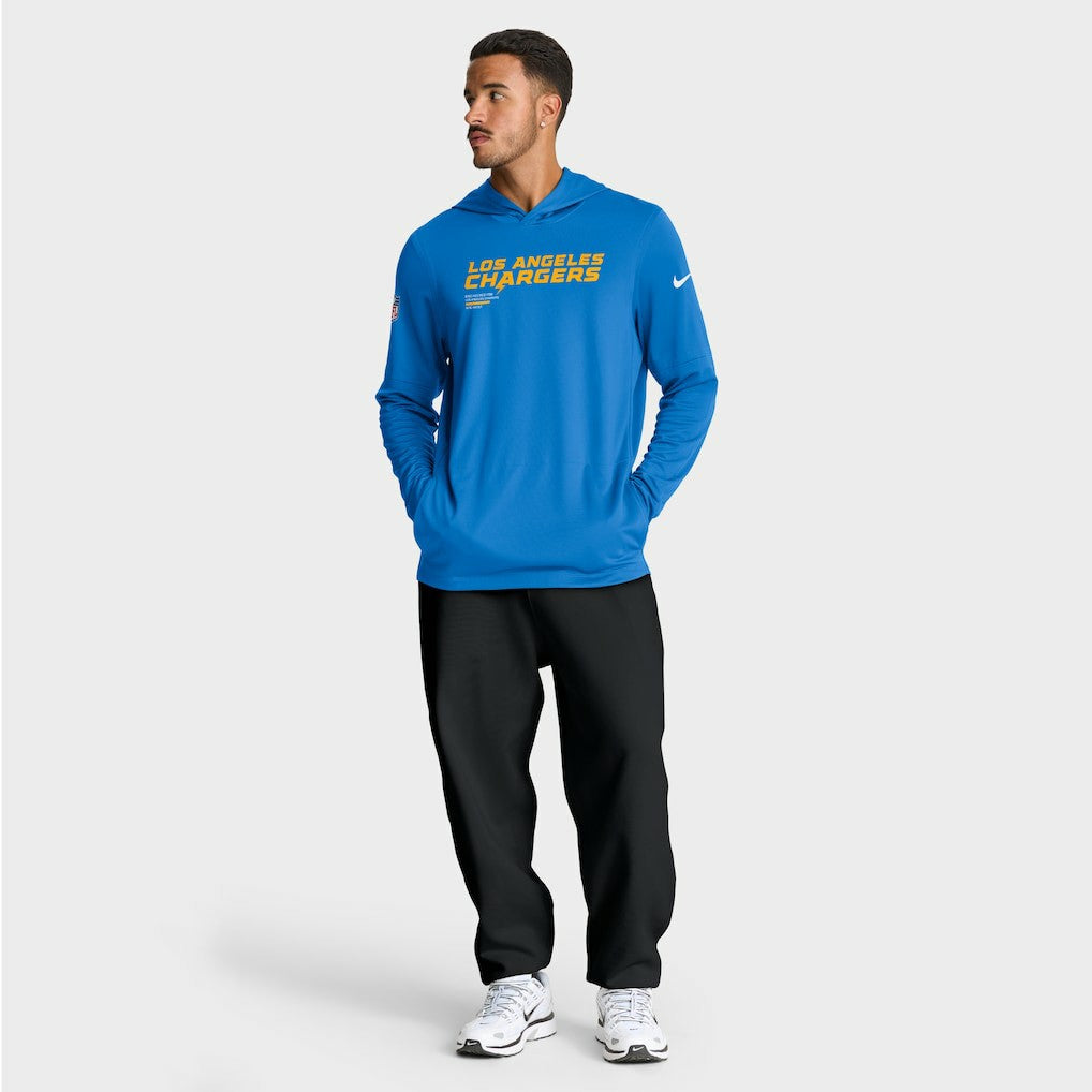 Nike Los Angeles Chargers Sideline Pure Fury Performance Long Sleeve Hoodie T-Shirt Powder Blue