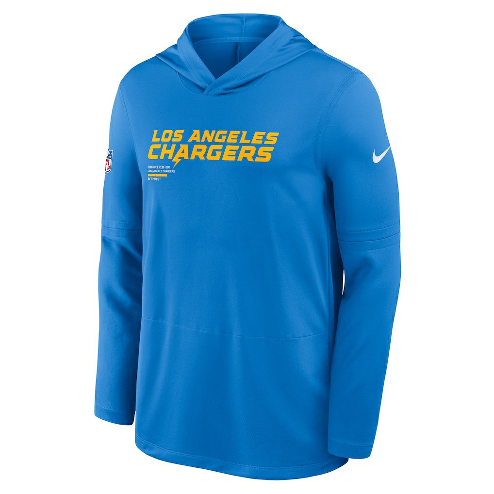 Nike Los Angeles Chargers Sideline Pure Fury Performance Long Sleeve Hoodie T-Shirt Powder Blue