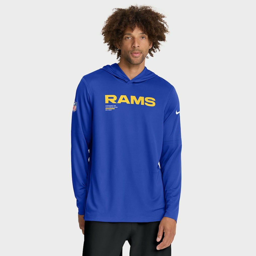 Nike Los Angeles Rams Sideline Pure Fury Performance Long Sleeve Hoodie T-Shirt Royal