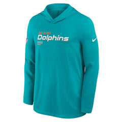 Nike Miami Dolphins Sideline Pure Fury Performance Long Sleeve Hoodie T-Shirt Aqua